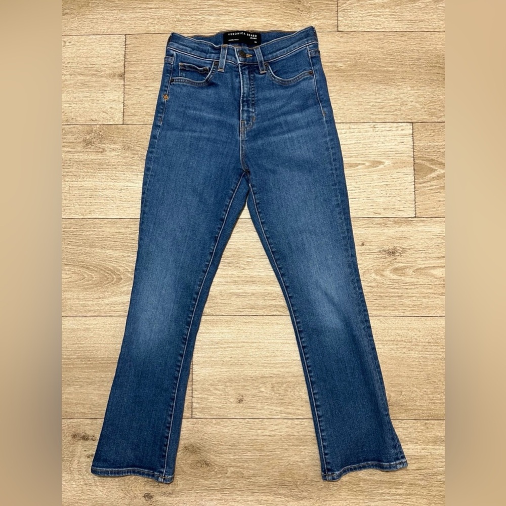 Veronica Beard Carly Kick Flare High Rise Denim Crop Sz 26